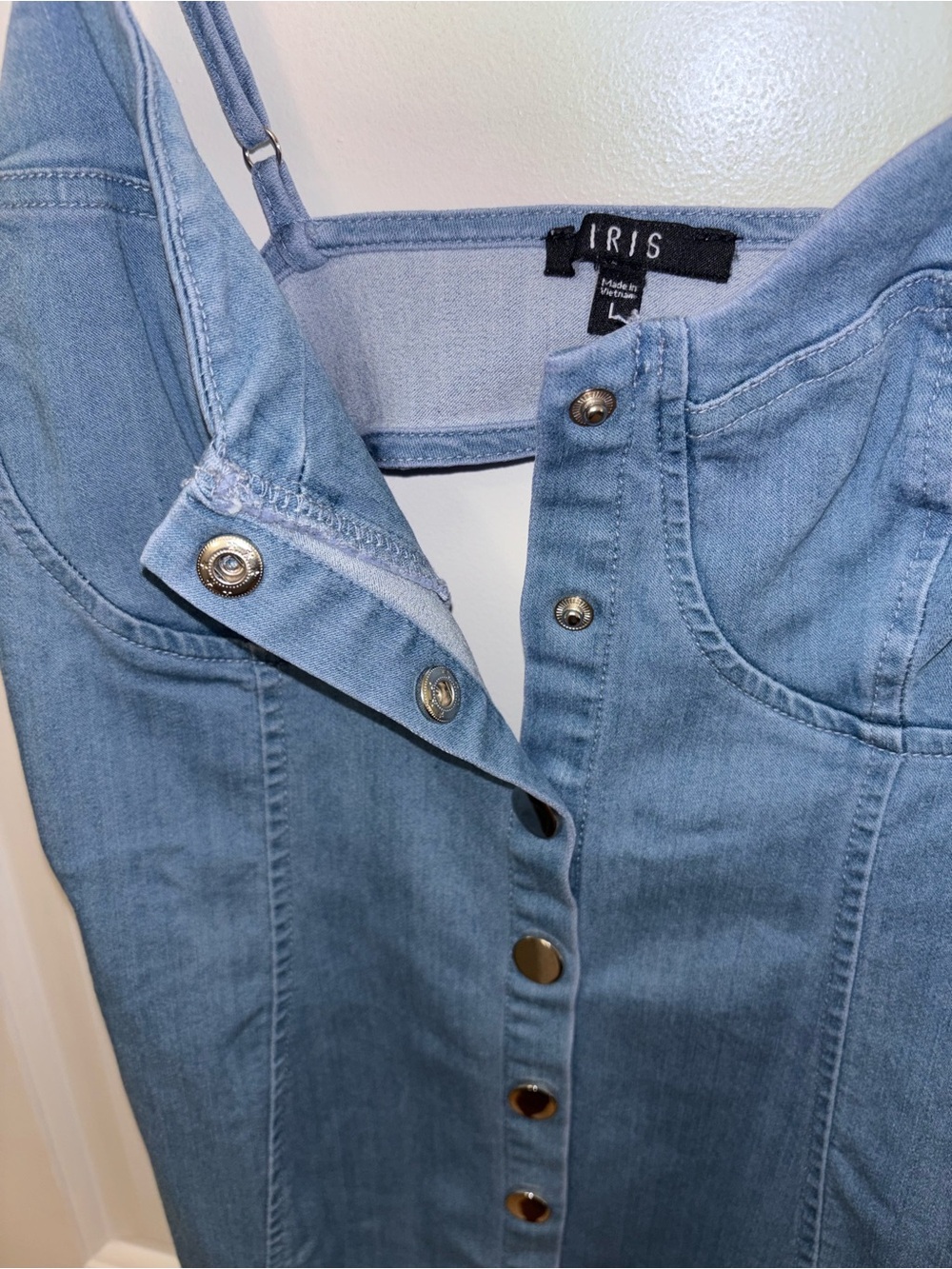Blue Denim Button-Front Mini Dress - Picture 7 of 10